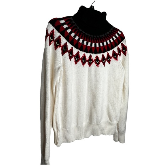 Casual Corner Cotton Blend Turtleneck Sweater with Sequins - Picture 4 of 7